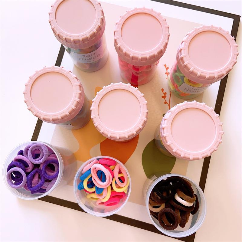Children's candy-colored towel ring, 100-piece rubber band headwear, girls' hair tie ring, no hair damage for little girls Application Scenario