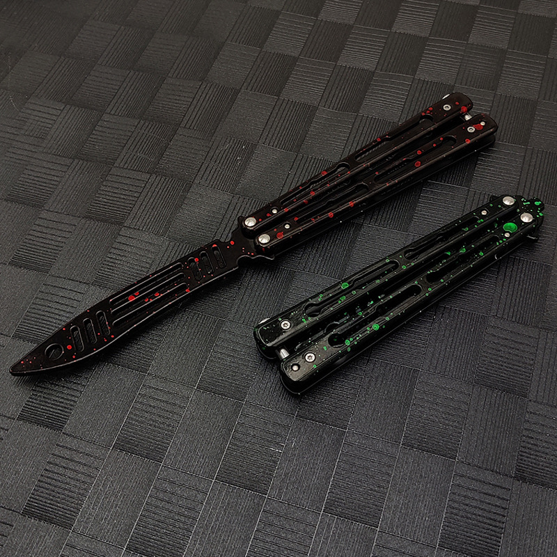 Butterfly knife practice knife, stainless steel ornamental knife, unopened, portable, reversible and deformable outdoor equipment Application Scenario