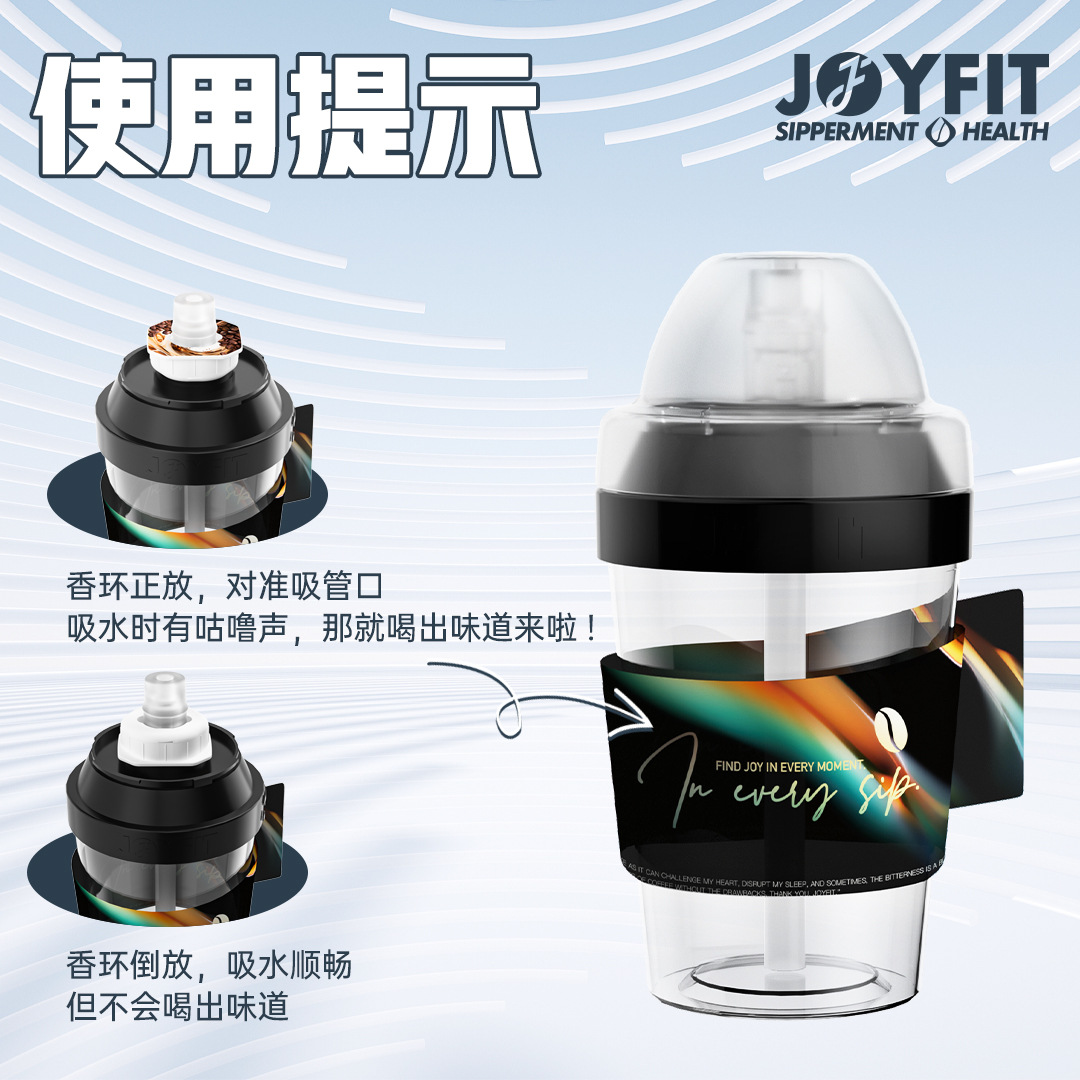400ML new coffee cup MECO cup, Joyfit factory direct sales sports straw water cup, comes with a coffee fragrance ring details Picture