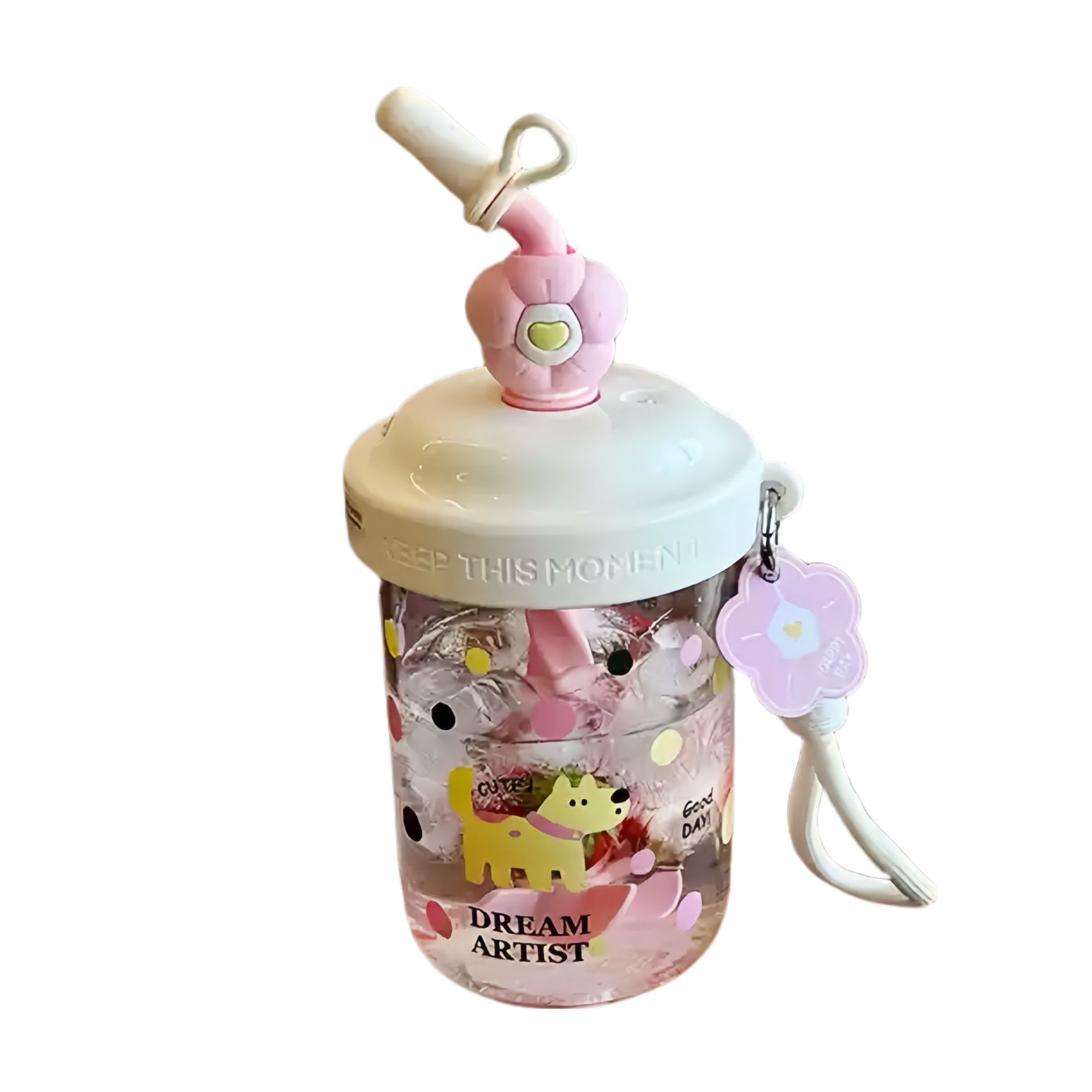 The new cute stirring water cup is compact and portable, with a straw cup and scale. It has a high level of appearance and is a shaker plastic cup Item Picture