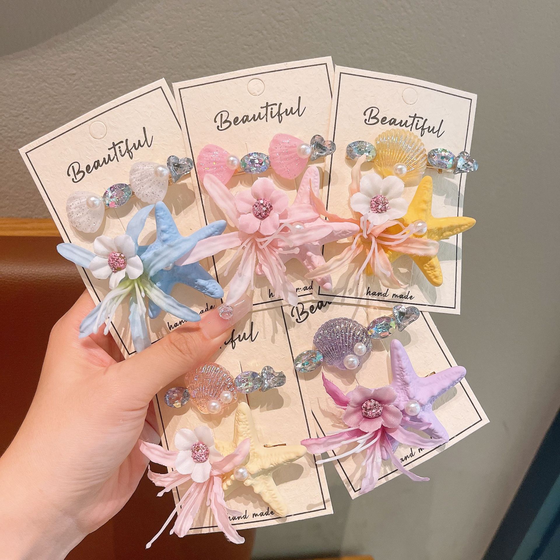 Children's super fairy starfish flower hair clips, girls' updo hair clips, duckbill clips, girls' bangs, broken hair clips, baby hair clips and headwear details Picture