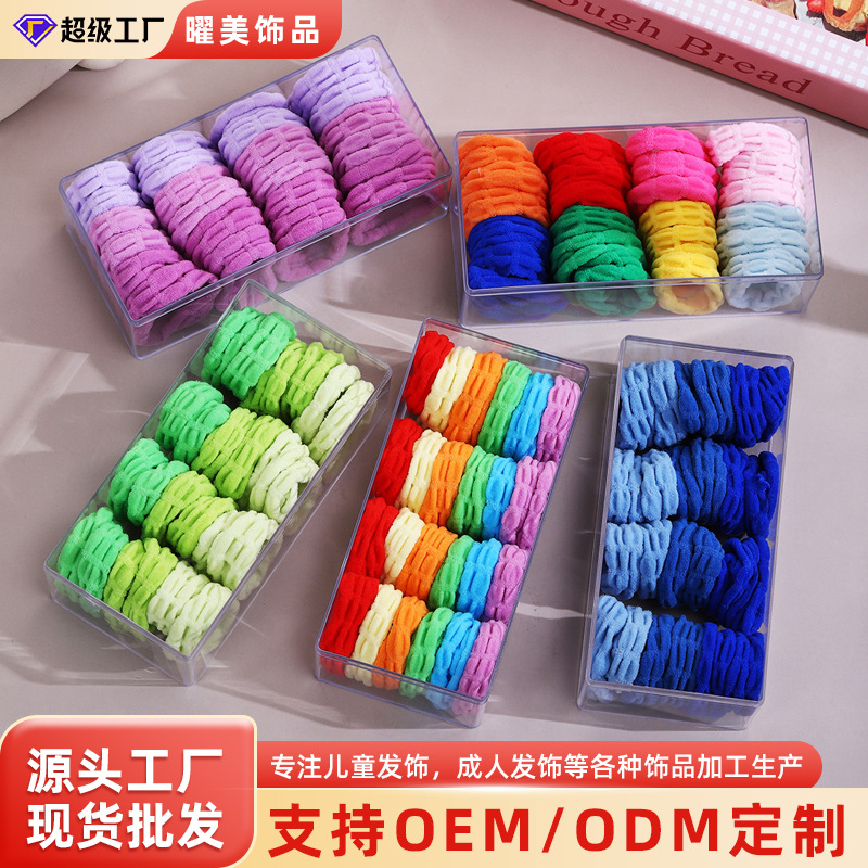 Children's colorful hair band, large size without damaging hair, high ponytail hair tie, hair tie, durable high-elasticity leather band and leather cover for girls full figure