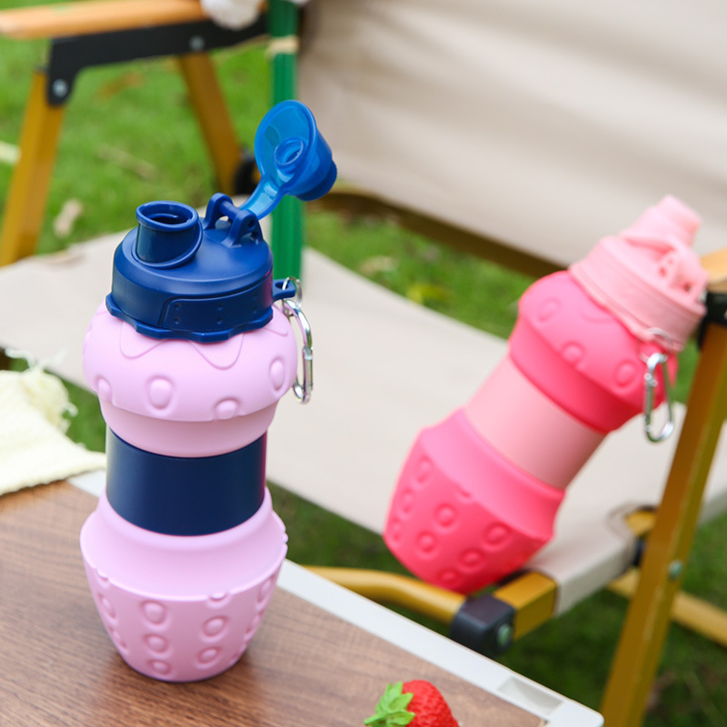 Silicone food-grade water cups from manufacturers, travel and sports outdoor water bottles, silicone folding cups, large-capacity children's telescopic cups Specification drawing