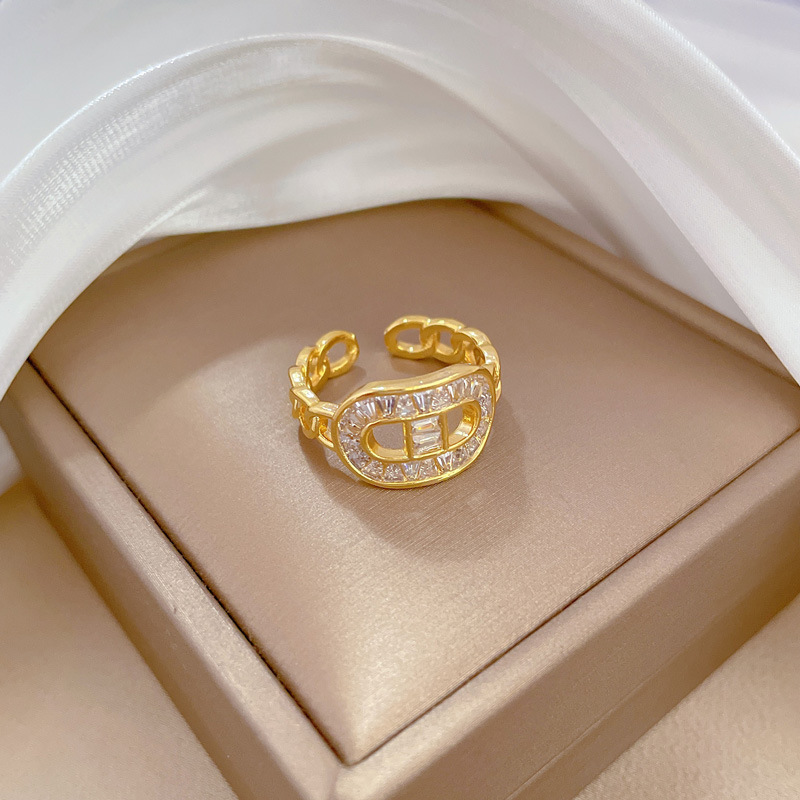 【 Real Gold 】 8-shaped zircon ring with adjustable opening, simple Japanese-style jewelry, couple rings Specification drawing