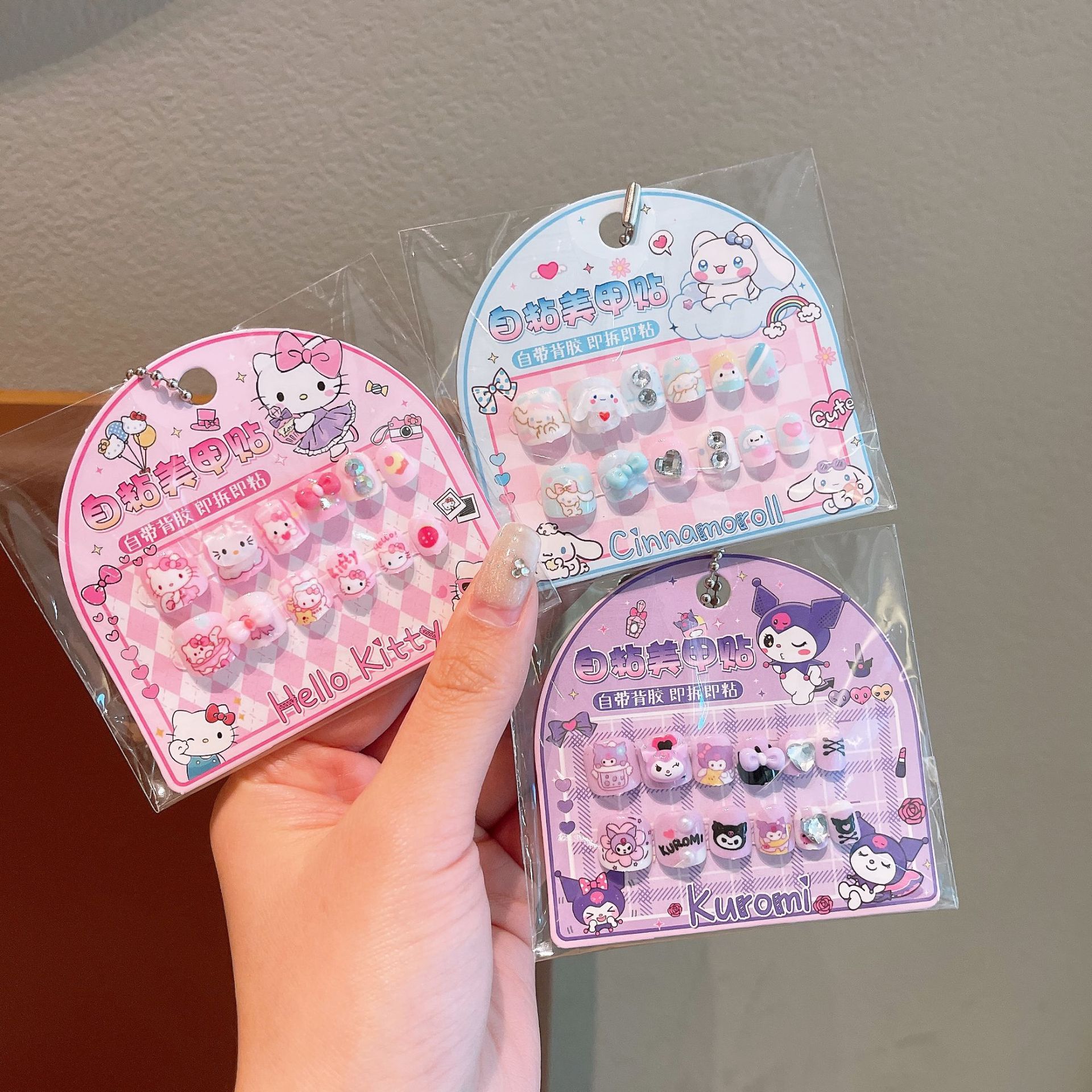 Sanrio 3D nail stickers for children, new semi-manual detachable self-adhesive waterproof stickers for girls' nail art Specification drawing