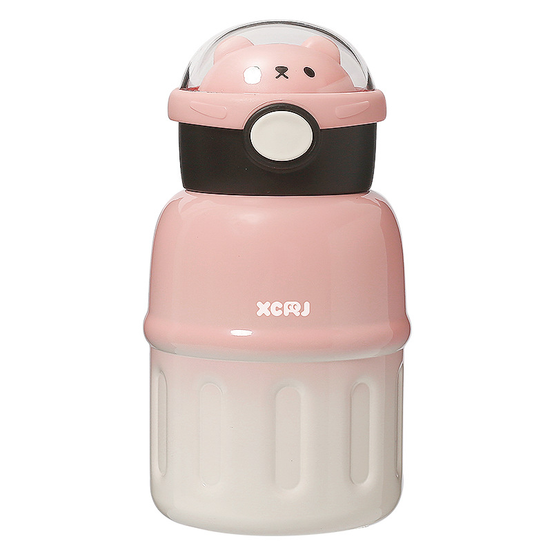 Cute and anti-drop cartoon 304 stainless steel household thickened large-capacity children and students straw water cup Item Picture