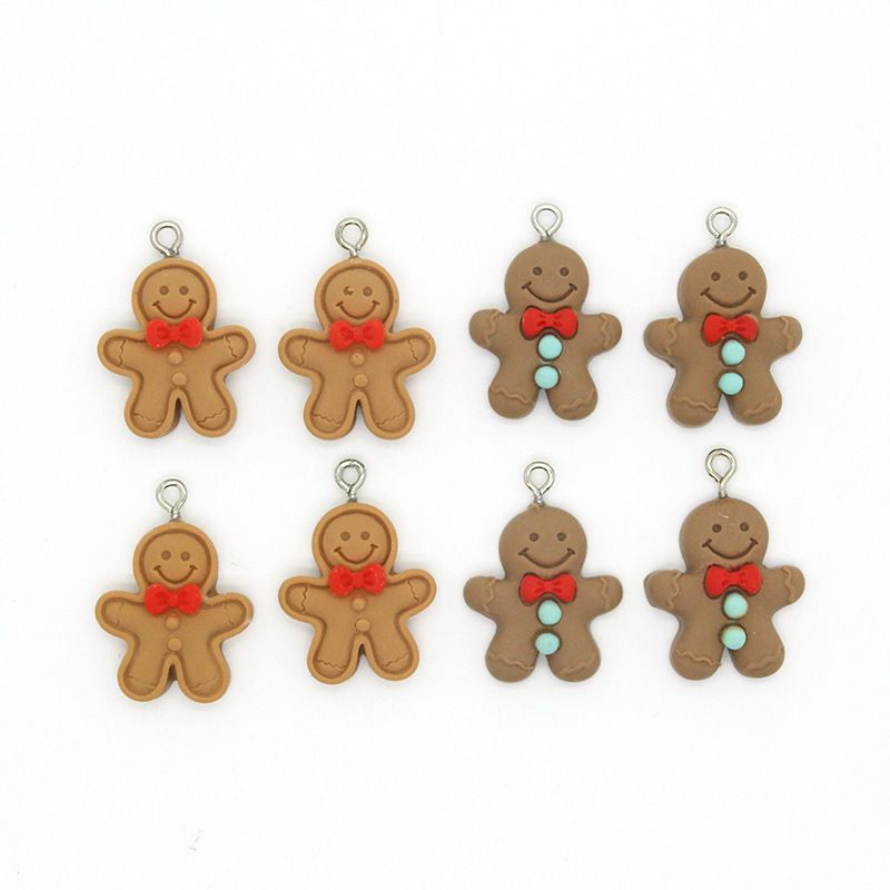 Christmas gingerbread man cartoon keychain accessories, diy bracelet materials, mobile phone chains, resin jewelry accessories wholesale full figure