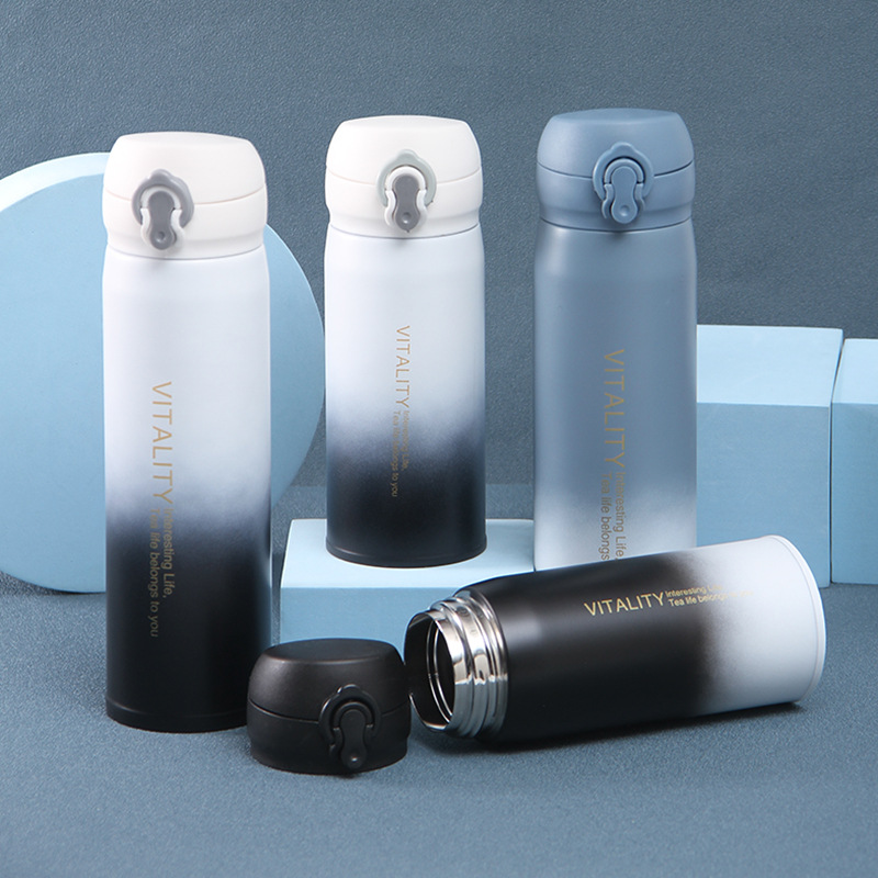 New 304 stainless steel insulated cup, creative gradient color bouncy cup, portable outdoor water cup, gift cup customization details Picture