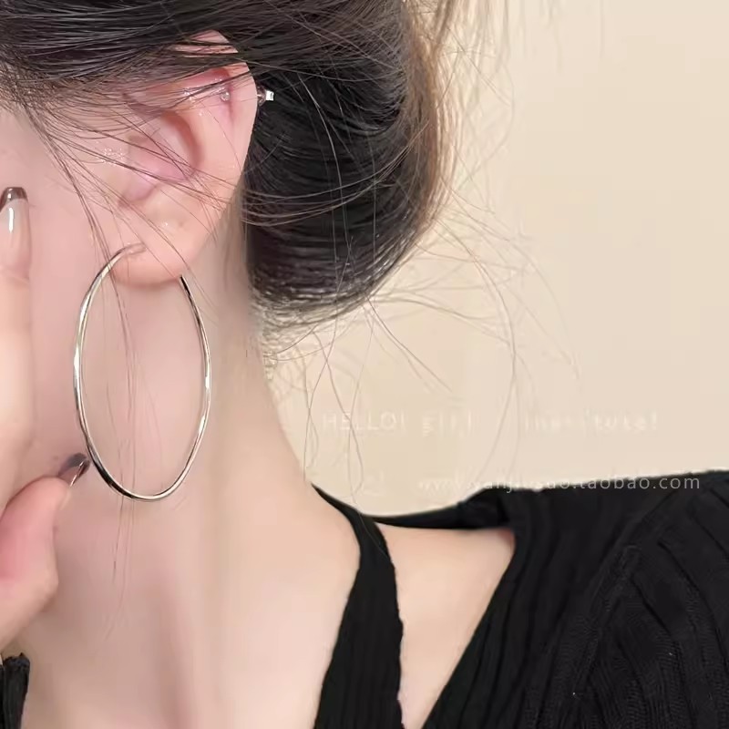 S925 Silver needle European and American exaggerated and simple ear rings, women's light luxury, niche and high-end style, quality ring unique earrings and earrings Application Scenario