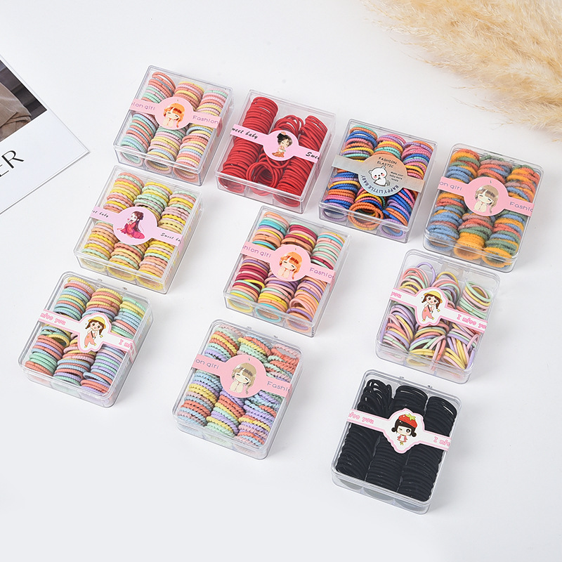 Children's rubber band box, children's hair tie, little girl rubber band, baby's hair tie won't hurt the thumb, girls' hair band full figure