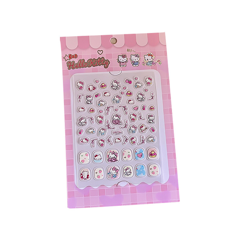 Sanrio's new cartoon cute children's nail stickers, diy nail stickers for girls, long-lasting decorative stickers Item Picture