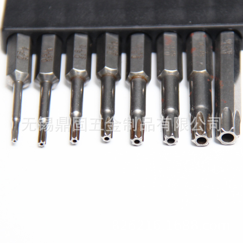 The manufacturer supplies plum blossom perforated screwdrivers, plum blossom hexagon socket type screwdrivers, T-shaped six-star perforated screwdrivers, German S2 steel Item Picture