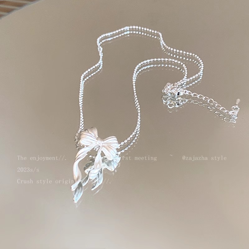 Ballet-style bow necklace for women, a new 2024 light luxury summer sweet and high-end collarbone chain necklace accessory details Picture