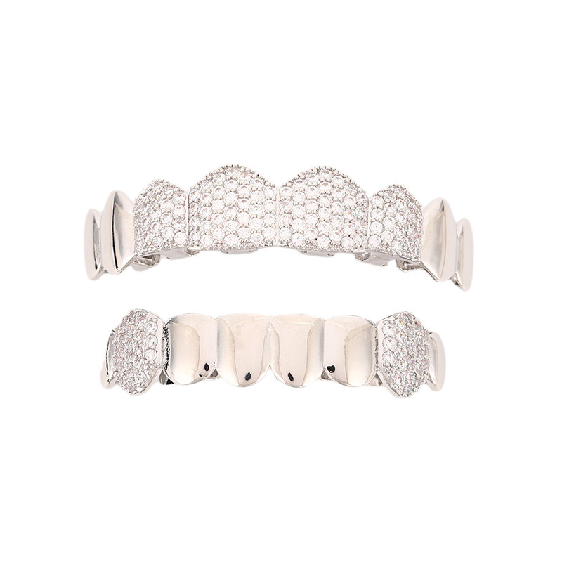 European and American style vampire fangs six-toothed smooth personality double-piece zircon braces, hip-hop man nightclub special teeth decoration Application Scenario