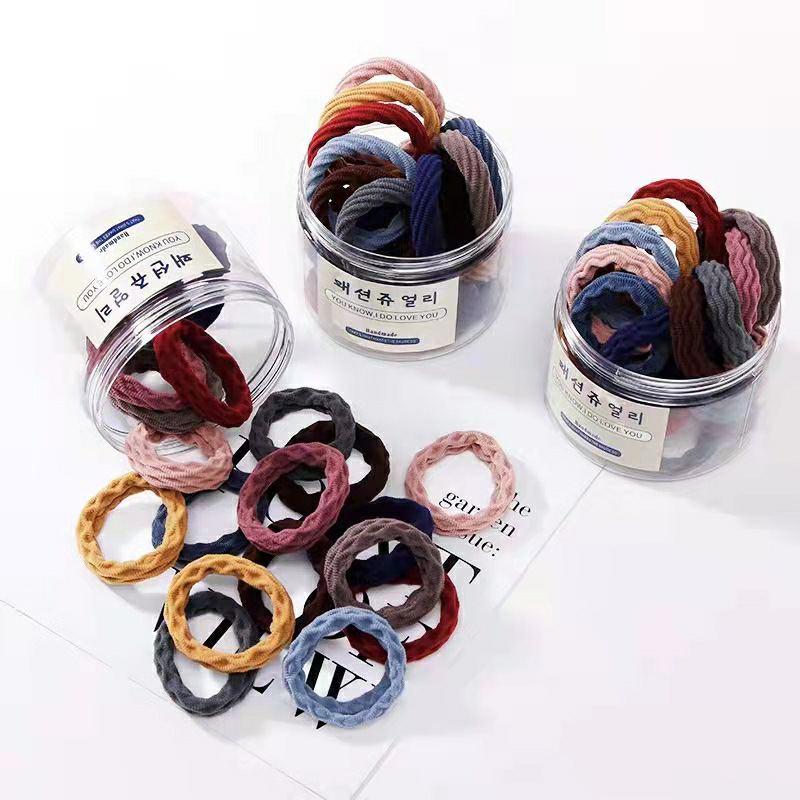 High-elasticity rubber bands, colored jacquard towel loops, seamless hair ties for adults, Korean thickened hair ties, hair accessories details Picture