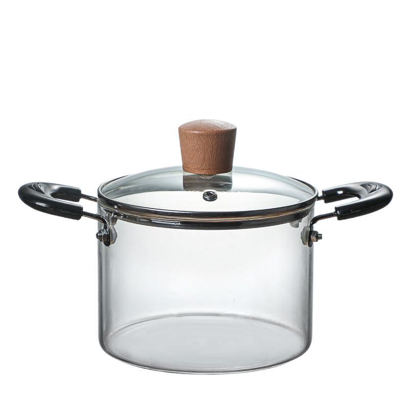 Transparent double-ear glass pot steamer, household large-capacity kitchenware, high borosilicate high-temperature resistant open flame glass soup pot wholesale Item Picture