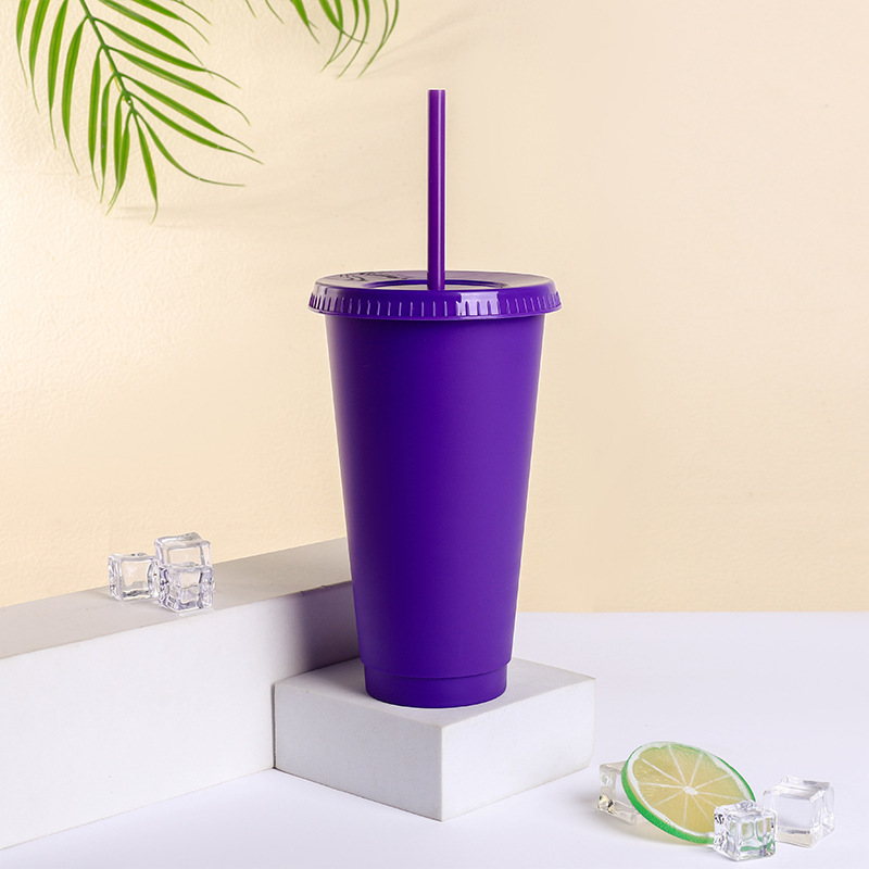 【 Processing and Customization 】 Plastic straw cups with high appearance level, frosted casual cups, catering and tea bar supply, wholesale of drinking cups Application Scenario