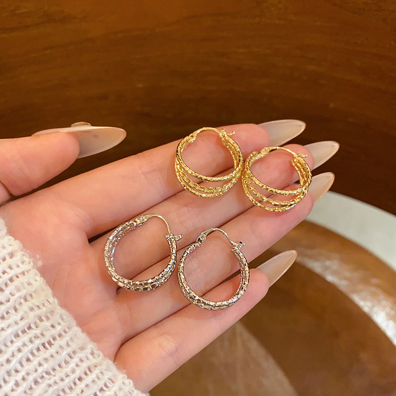 European and American style high-end metal earrings for women in 2025, a trendy and cold style stud, a fashionable and stylish earpiece that has become a popular online celebrity full figure
