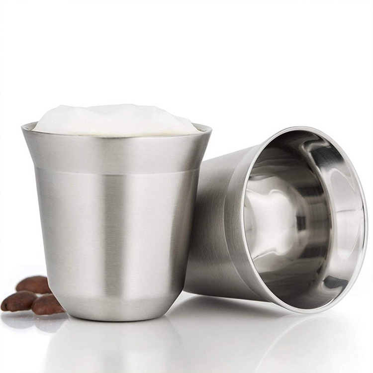 Cross-border best-selling stainless steel double-layer espresso cups, anti-drop cups, beer mugs, creative heat-insulating portable cups Item Picture