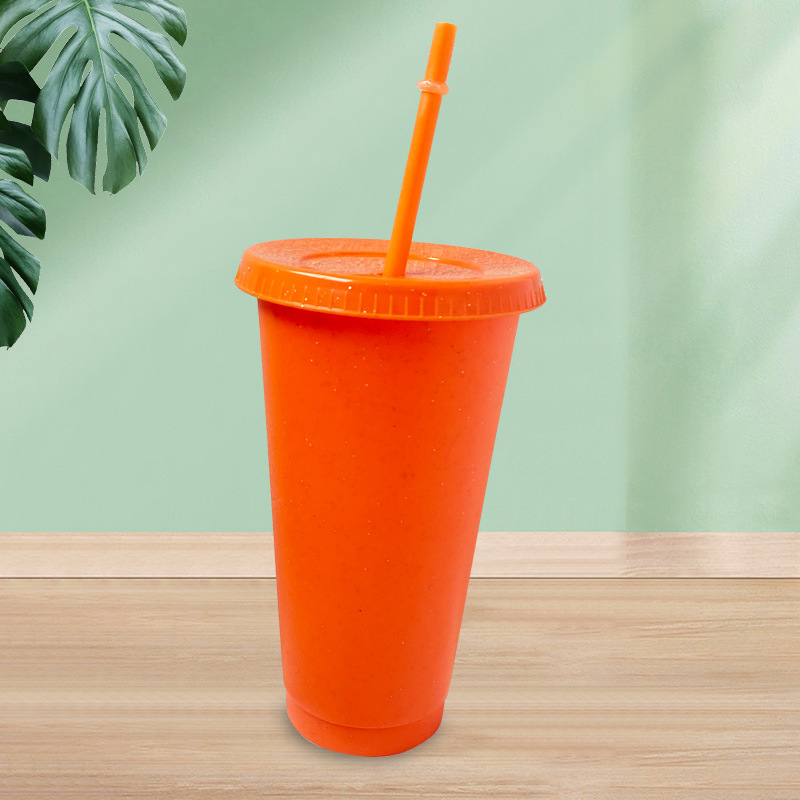 Amazon's best-selling 710ml plastic straw cup, fashionable colored cup, and large-capacity reusable milk tea cup details Picture