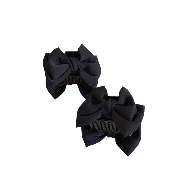 Black double-sided bow clip, small side clip, princess forehead bangs hair clip, new women's small clip hair accessory Item Picture