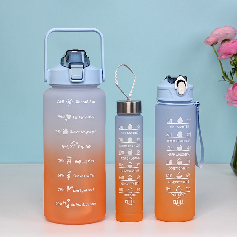 Cross-border exclusive large, medium and small sets of cups, gradient cup sets, large capacity 3-piece sets, plastic space cups, frosted mother and child cups Specification drawing