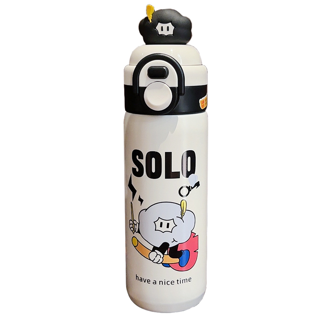 Cartoon cloud insulated cup, children's double-drinking cup, student straw cup, portable, creative, cute, high appearance level stainless steel cup Item Picture