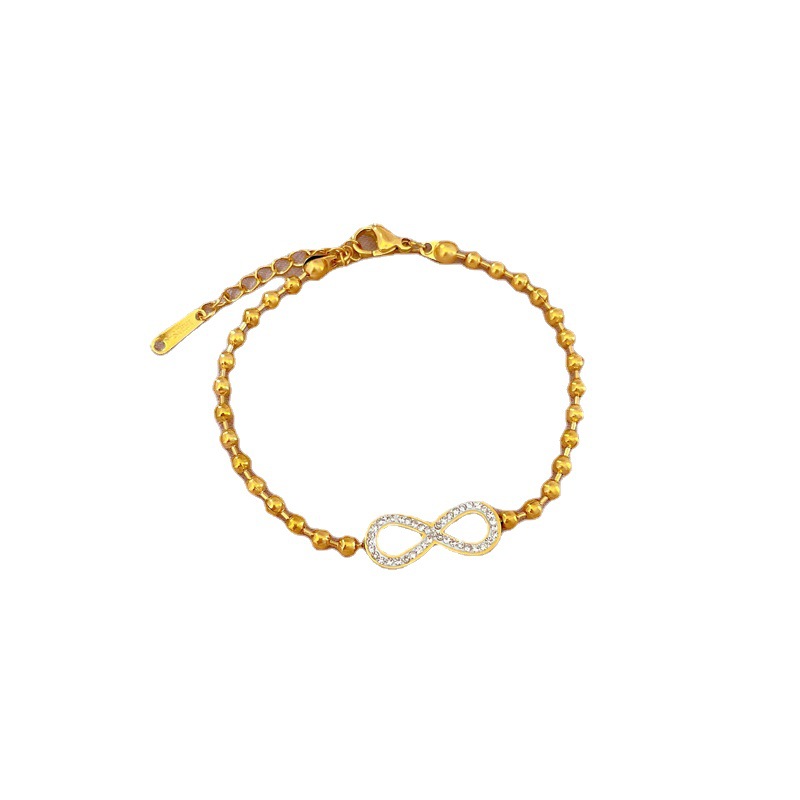 【 All-titanium Steel 】 Dongdaemun's unique and elegant forest-themed round bead 8-shaped bracelet, a retro gift for female Internet celebrities and best friends Item Picture