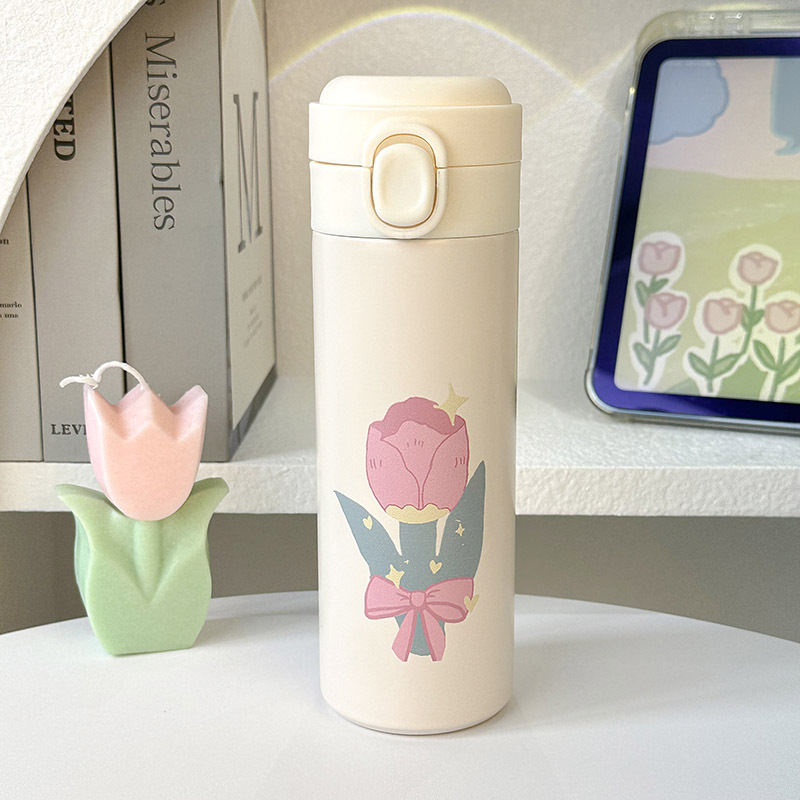 Thermos cup, girls' high school appearance level water cup, 304 stainless steel girls' school water cup, tea-making cup, pop-up lid, 2024 new model details Picture