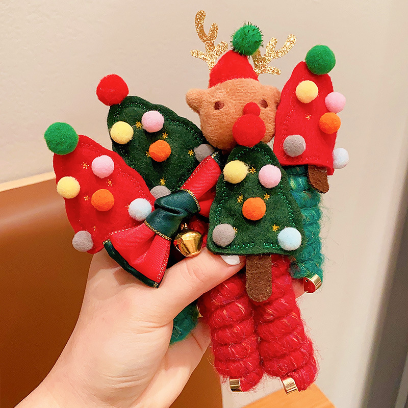 New Christmas headwear: telephone line hair tie, children's hair band, Santa Claus, Christmas tree, cartoon hair accessory, girl Specification drawing