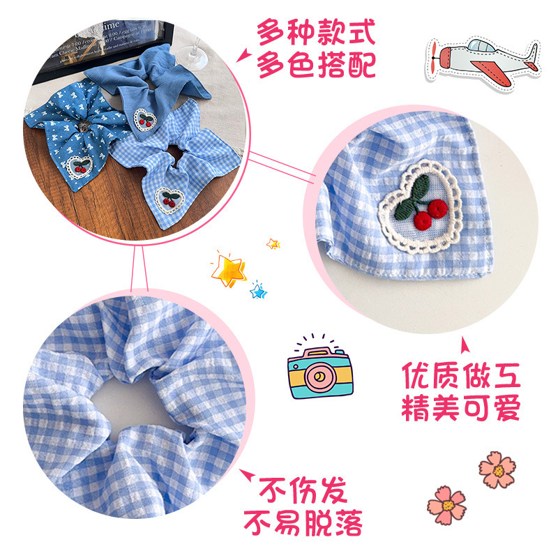 Children's square scarf, large intestine hair band, new high-end style for girls, low ponytail hair tie, fashionable hair accessory for little girls Application Scenario