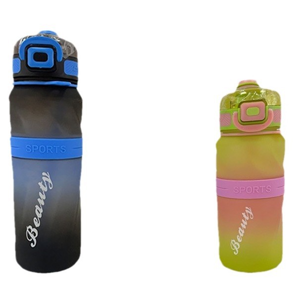 New high-appearance-level double-drinking straw cup, plastic straw water cup, portable backpack water bottle, student gradient color water bottle Item Picture