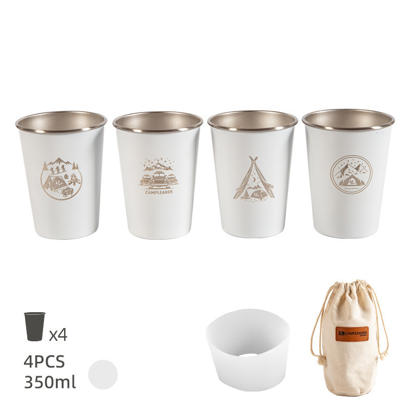 Amazon's best-selling outdoor 304 stainless steel cups, camping cups, coffee cups, camping stackable beer mugs, 4 pieces Specification drawing
