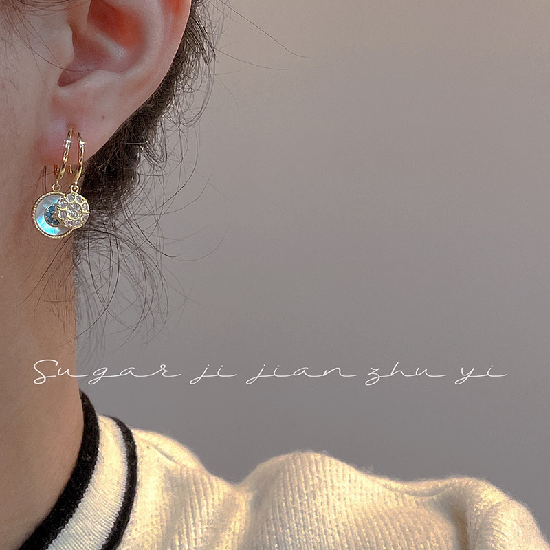 The Daughter of the Sea earrings, retro style, geometric round stud earrings, light luxury, niche, new trendy and high-end earrings wholesale details Picture