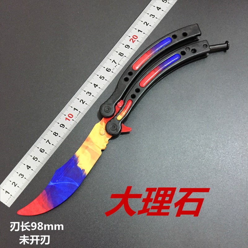 csgo peripheral butterfly comb folding practice training knife all-steel uncut blade swinging knife creative adult stress-relieving toy undefined