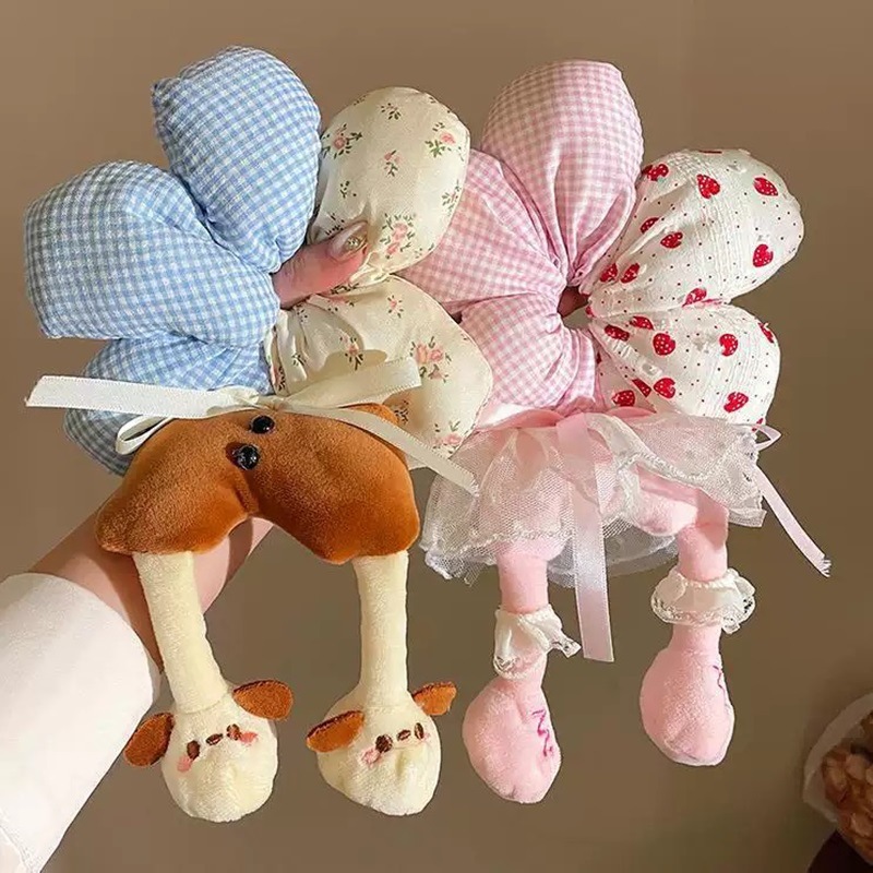 Cute cartoon fun flower large intestine hair band for women, high-end cotton three-dimensional dog headband, cat and duck hair band Specification drawing