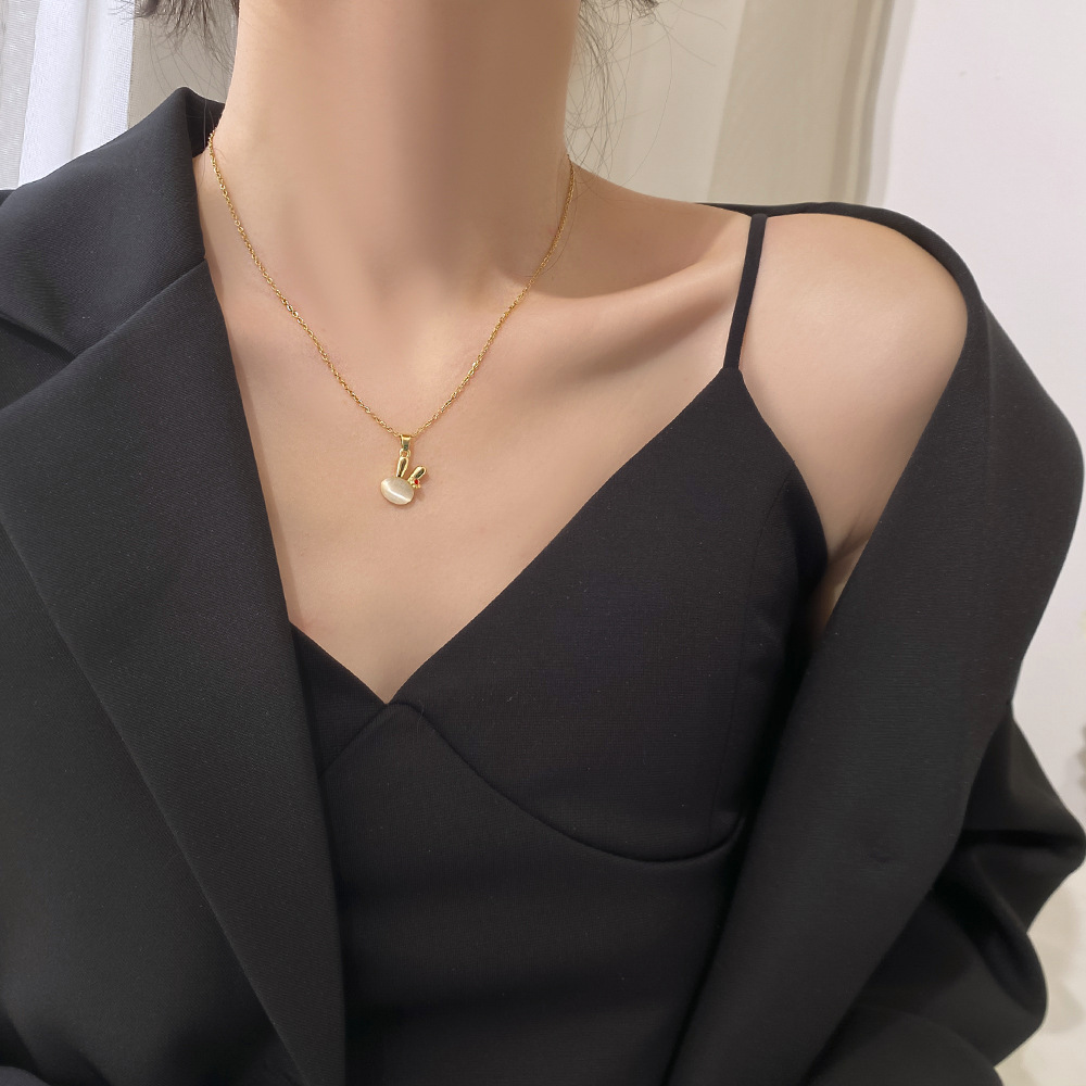 Fashionable and high-end cat's eye stone rabbit necklace, delicate and fresh for women, versatile collarbone chain, popular online accessory wholesale Specification drawing
