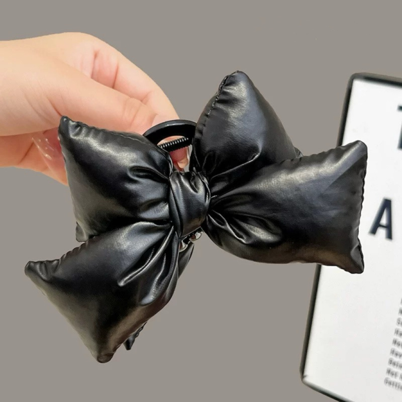 Three-dimensional cotton-filled bow clip, large hair volume, women's back of the head, 2024 new high-end shark clip details Picture