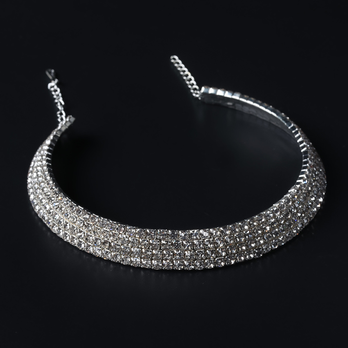 European and American fashion luxury, full diamonds, shiny rhinestones, necklaces, bracelets, water drop earrings set, bridal accessories, 4 rows, 4526 Specification drawing