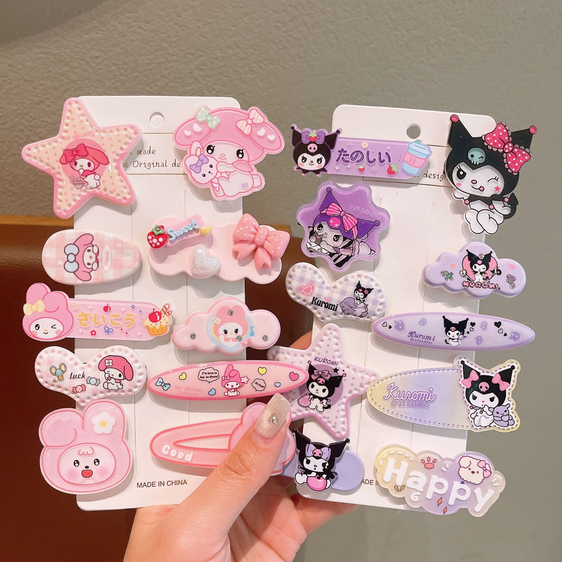 Kulomi cartoon children's hair accessories Acrylic kt cat hair clips, girls' hair clips, cute princess bangs small hair clips details Picture