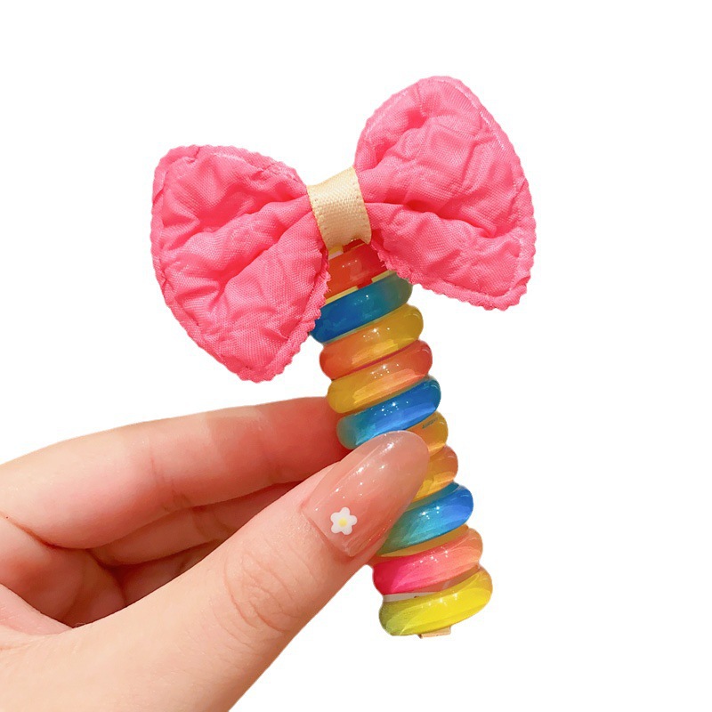 Children's curly phone cord hair tie, girls' high ponytail hair tie, durable, high elasticity, no damage to hair, new style hair tie hair accessory Item Picture