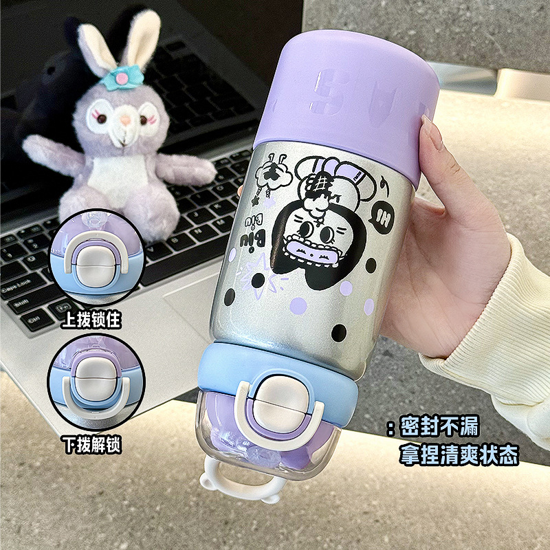 Household 304 stainless steel insulated cup for women, children and students, high appearance level, anti-drop, portable cartoon coffee cup and water cup details Picture