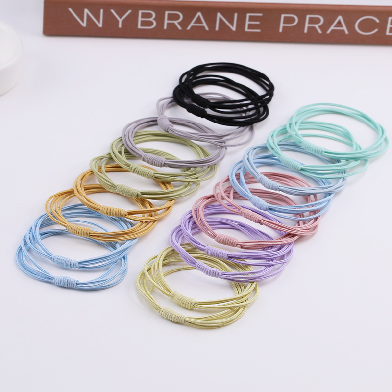 Korean popular high-elasticity four-in-one rubber band adult hair tie, simple and versatile, durable women's hair tie, hair band and hair accessory Application Scenario