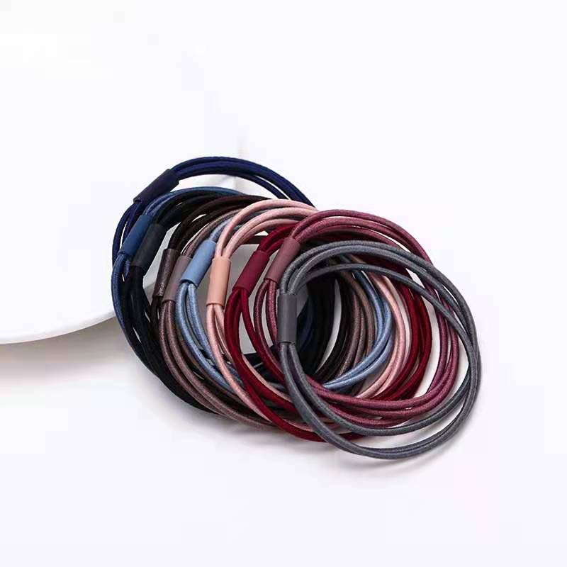Korean version high-elasticity three-in-one adult little girl base hair tie, simple and fresh hair tie rubber band hair band details Picture