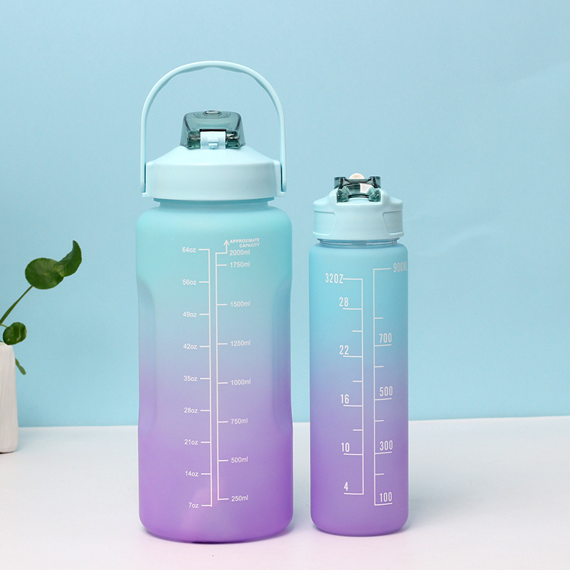 New best-selling sets of large and small cups, gradient cups, large-capacity plastic space cups, frosted gradient cups for foreign trade Item Picture
