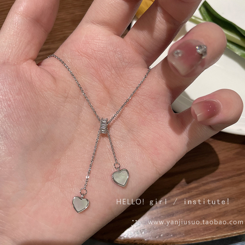 Light luxury shell heart necklace for women, 2024 new bestseller collarbone chain, niche design, high-end accessory necklace Specification drawing