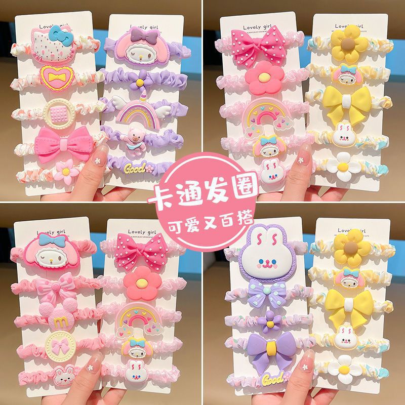 Korean version children's rubber bands, little girls' bun hair ties, girls' large intestine hair bands, babies' ponytail hair accessories, head accessories full figure