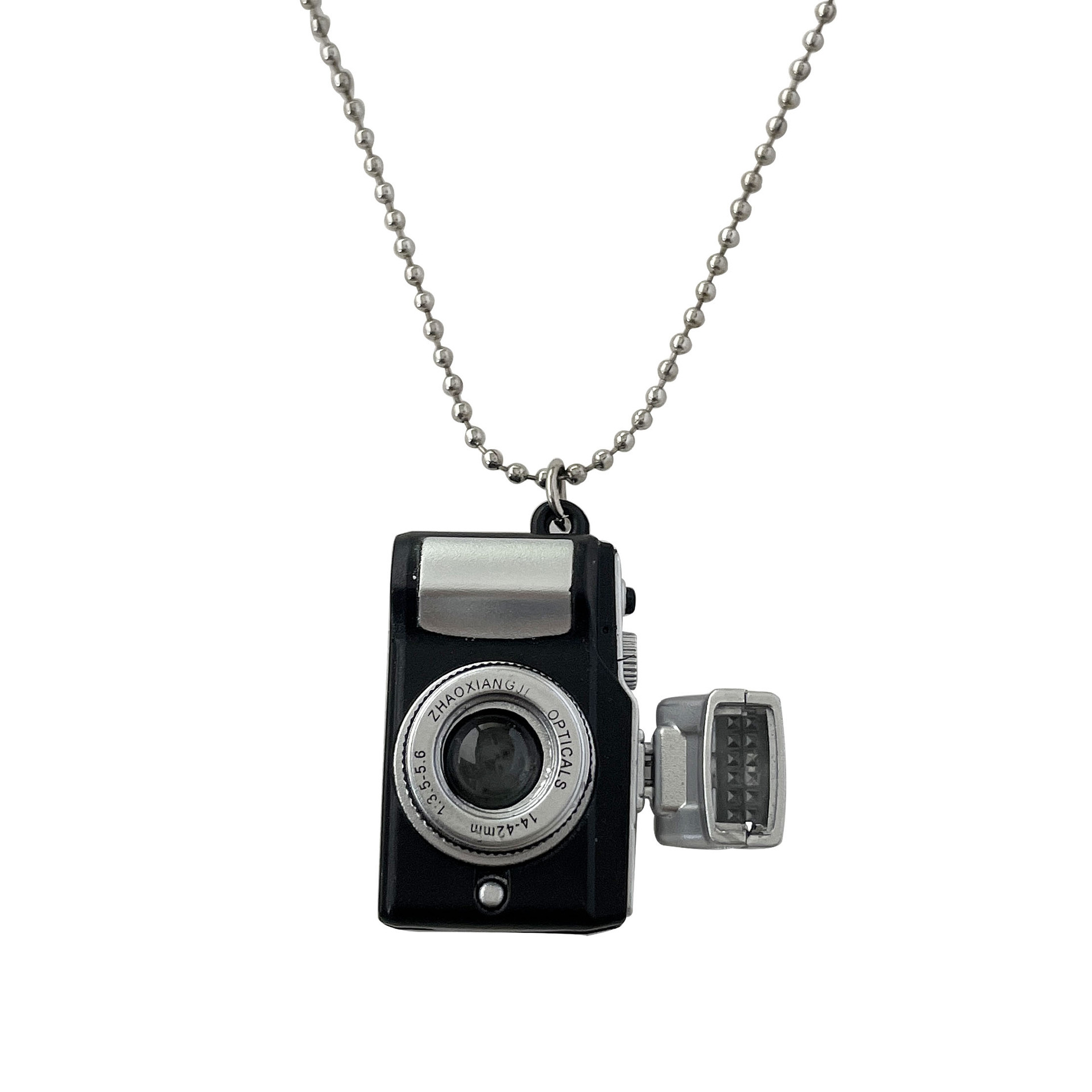 Hip-hop flash camera hoodie necklace, a long accessory for female Instagram influencers, retro, unique and versatile, a disco necklace Item Picture