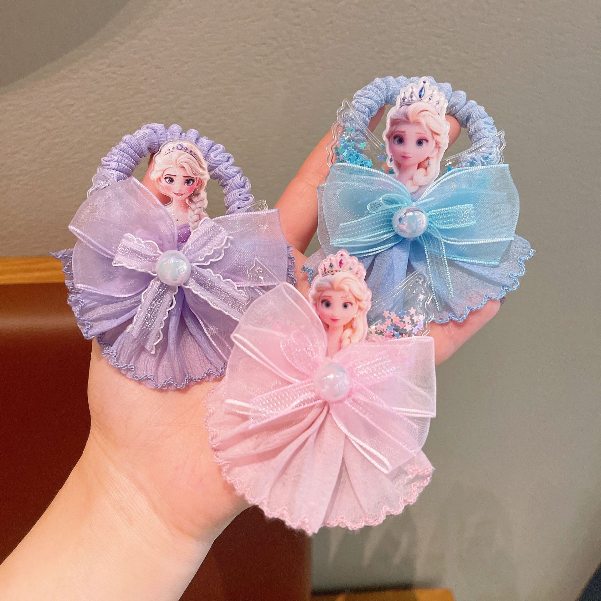 Ice and Snow children's hair band, flowing sand wings, Princess rubber band, Elsa Princess, gauze dress hair accessory, super cute and fairy-like girl full figure