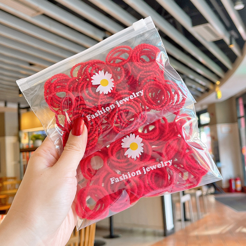 New Year's red rubber band for children, no hair damage, cute girl baby headband, girls' hair accessory, hair tie, rubber band Application Scenario